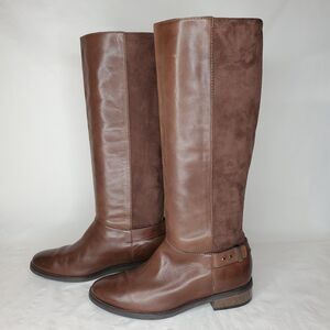 Cole Haan Adler Tall Riding Boots Chestnut Brown Leather Suede Sz 8.5